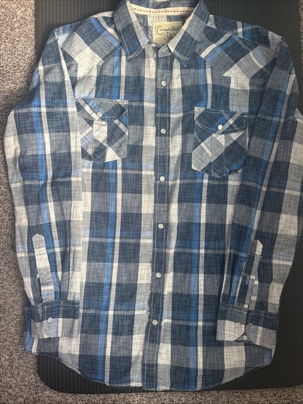 Coastal Casual Blue & White Plaid Button-Down Shirt